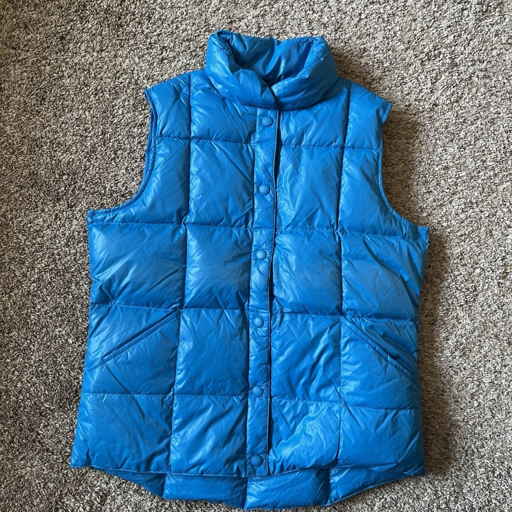 Lands End Quilted Puffer Vest Small (6-8) Neon Blue Goose Down